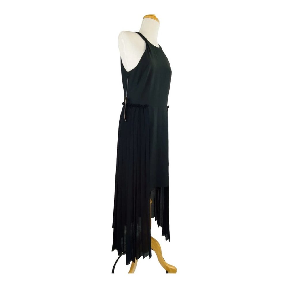 Rachel Roy High Neck Crepe Dress With Chiffon Overlay Black NWT Sz 8 Hi Low - Picture 5 of 11
